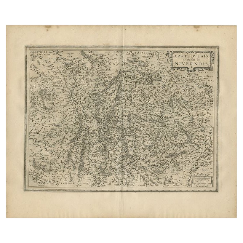 Carte ancienne de la région du Nivernais par Janssonius, 1657