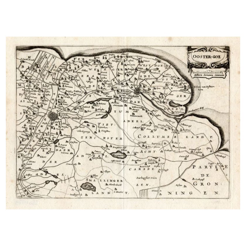 Carta geografica antica della regione di Oostergo di Colom, 1635