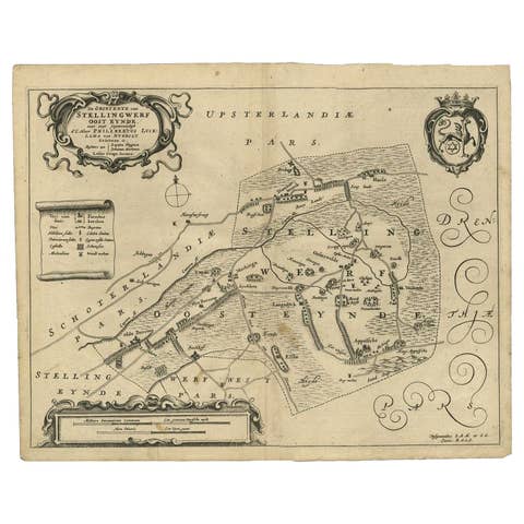 Antique Map of the Region of Ooststellingwerf by Schotanus, 1664