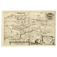Mapa antiguo de la región de Opsterland por Schotanus, 1664
