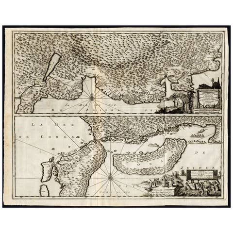 Antique Map of the Region of Osaka and Hirado Island in Japan, 1725