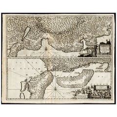 Carte ancienne de la région d'Osaka et de l'île de Hirado au Japon, 1725