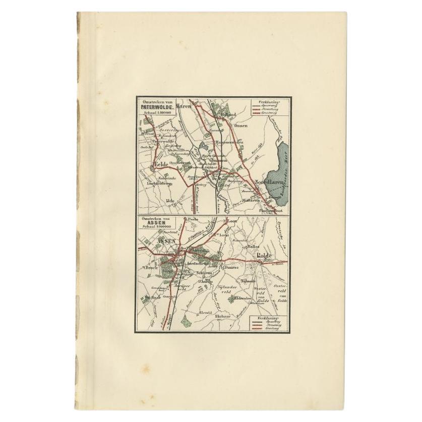 Carte ancienne de la région de Paterwolde et d'Assen par Craandijk, 1884