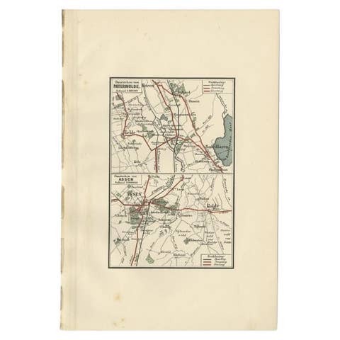 Antique Map of the Region of Paterwolde and Assen by Craandijk, 1884