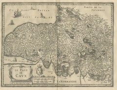 Carta geografica antica della regione di Pays de Caux di Janssonius, 1657
