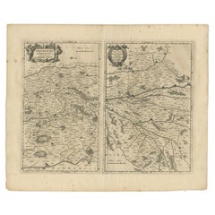 Antique Map of the Region of Perce and Blois by Janssonius, 1657
