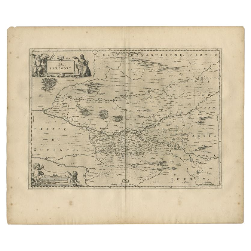 Carte ancienne de la région de Prigord par Janssonius, 1657