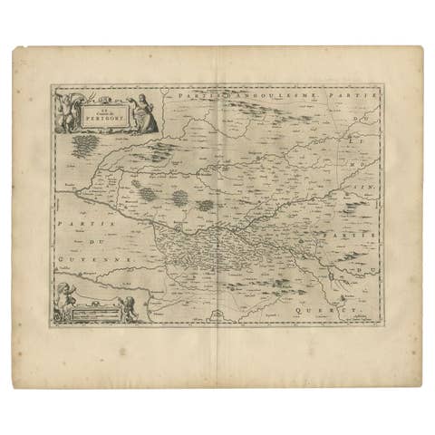 Antique Map of the Region of Périgord by Janssonius, 1657