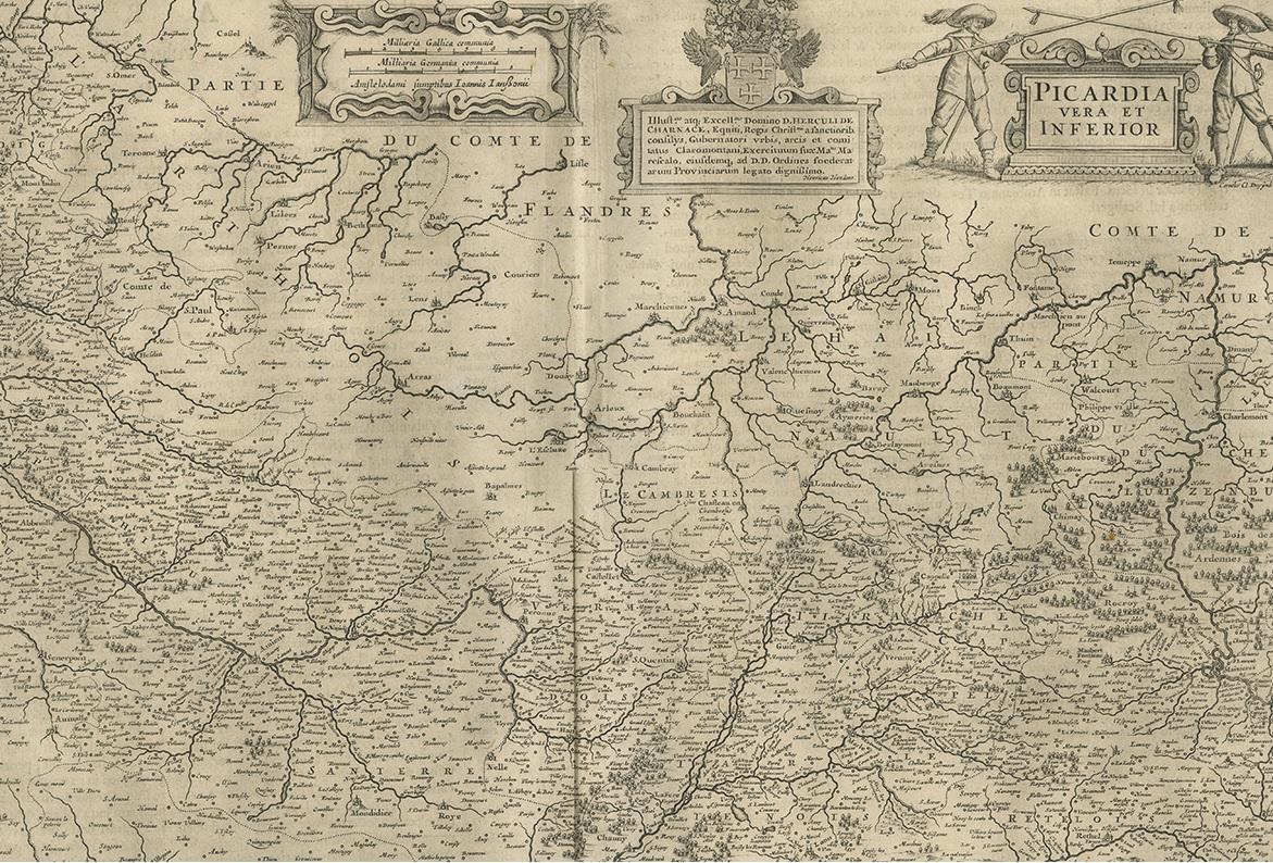 Antique Map of the Region of Picardy by Janssonius, 1657 In Good Condition For Sale In Langweer, NL