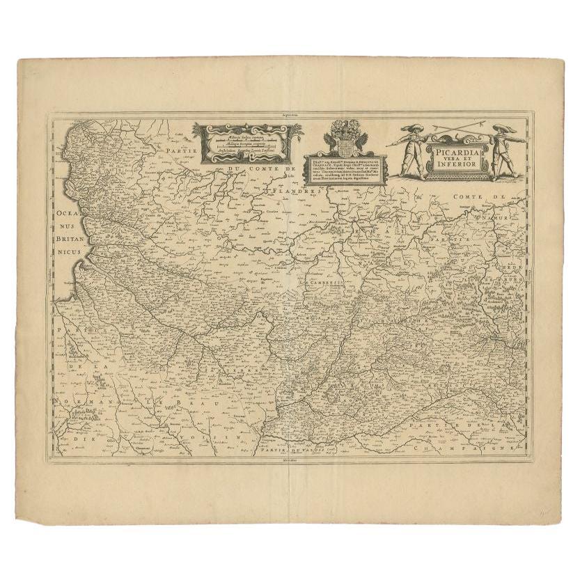 Antique Map of the Region of Picardy by Janssonius 'c.1650' For Sale