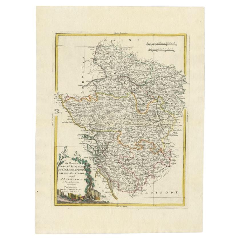 Antique Map of the Region of Poitou and Saintonge by Zatta (1779) For Sale