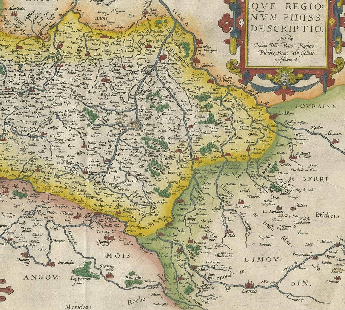 Antique Map of the Region of Poitou by Ortelius, circa 1600