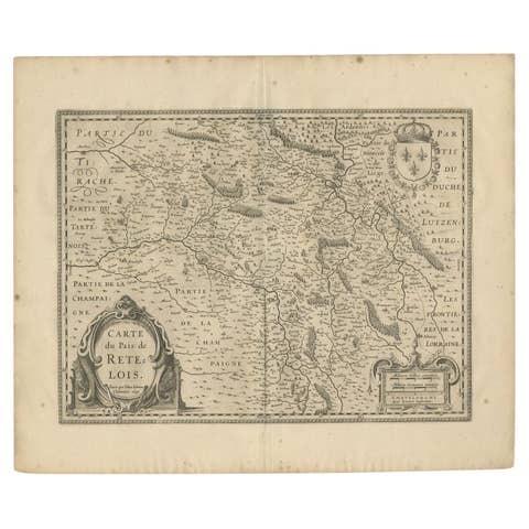 Antique Map of the Region of Rethel by Janssonius, 1657