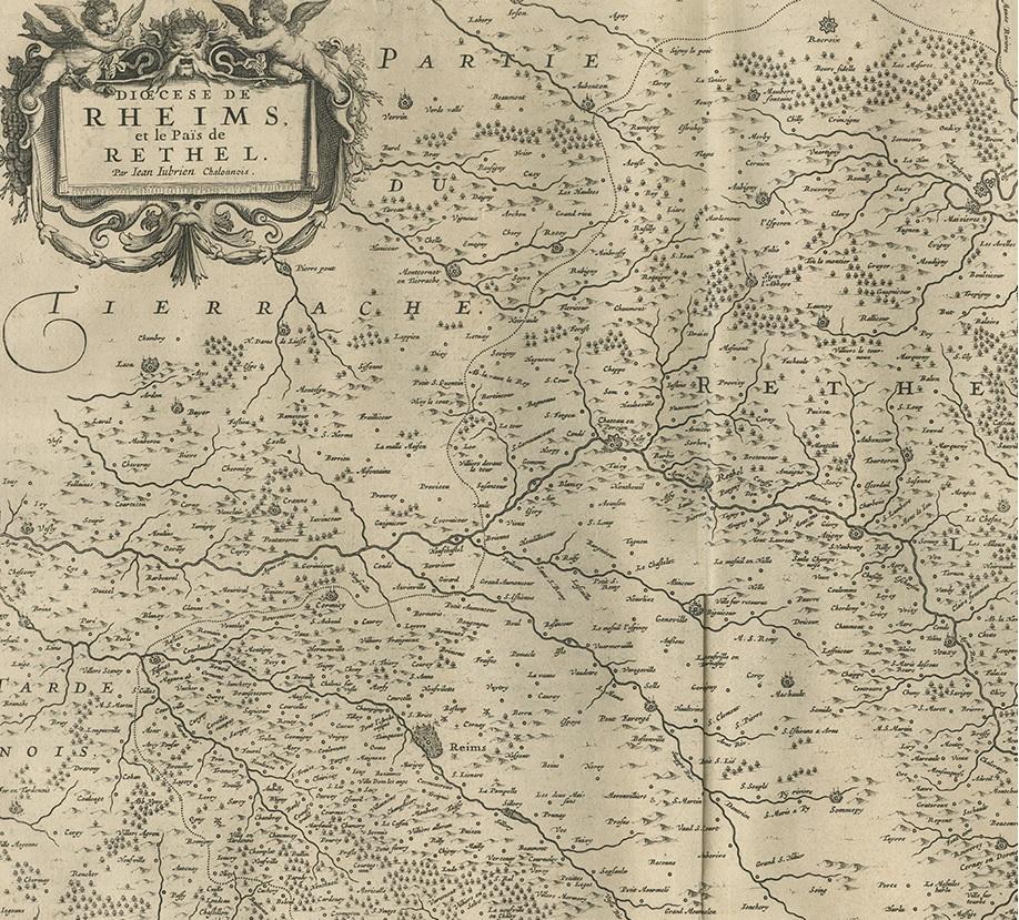 Antique Map of the Region of Rethelois by Janssonius, 1657 In Good Condition For Sale In Langweer, NL
