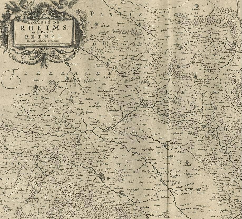 Antique Map of the Region of Rethelois by Janssonius, 1657