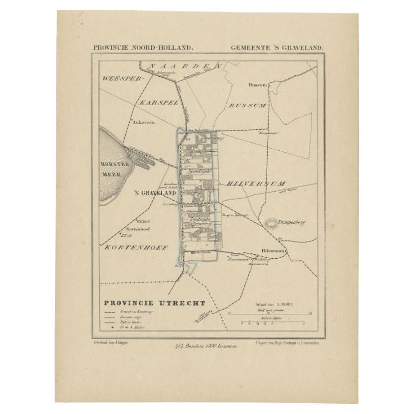 Antike Karte der Region „s-Graveland“ von Kuyper, um 1870 im Angebot