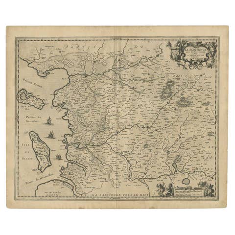 Antique Map of the Region of Saintonge by Janssonius, 1657