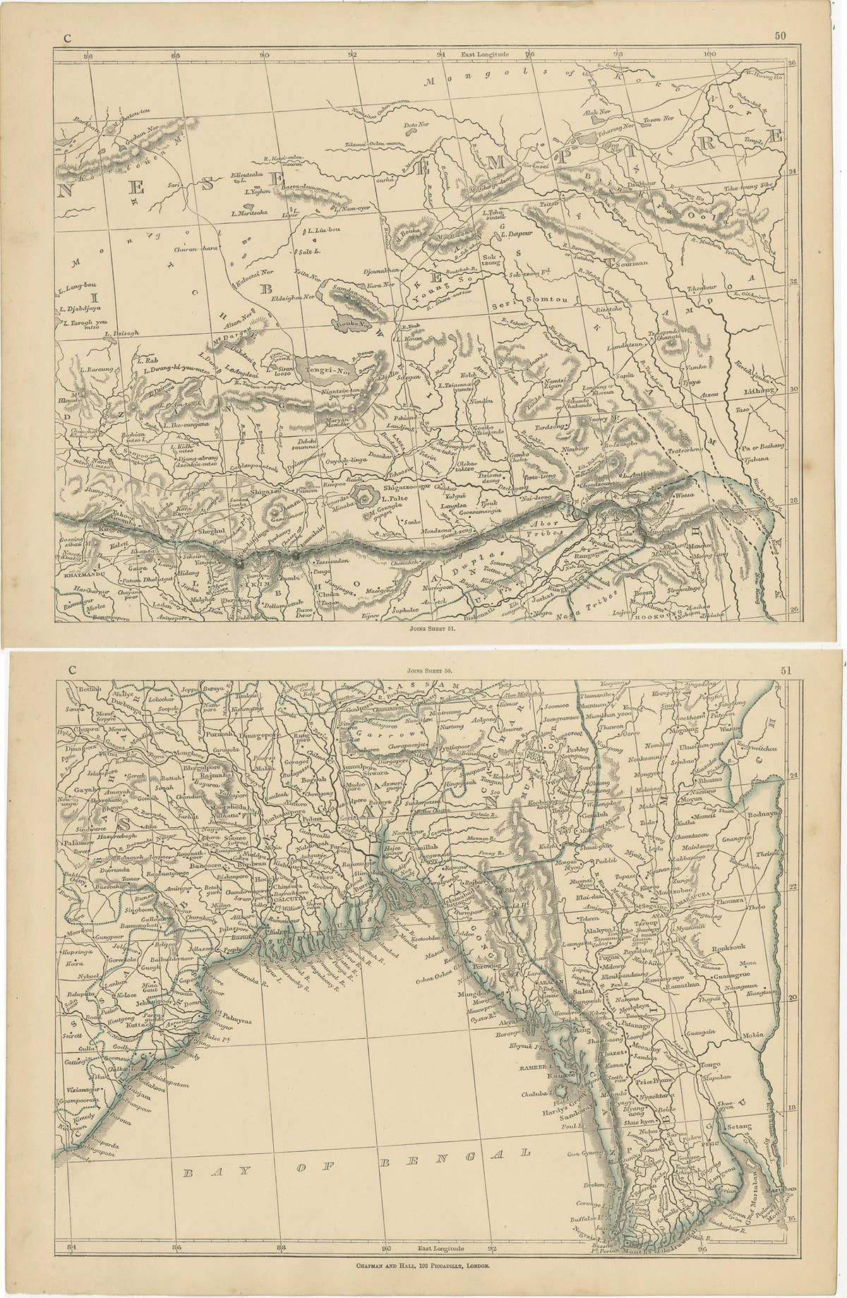 Antique Map of the Region of the Bay of Bengal by Lowry, 1852
