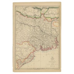 Carte ancienne de la région de la baie du Bengale, Inde, vers 1763