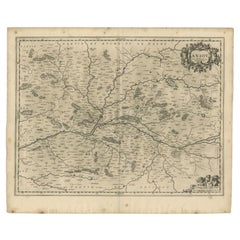 Antique Map of the Region of the Loire Valley by Janssonius, 1657