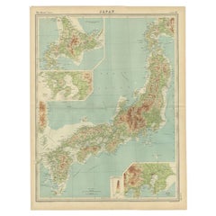 Carte ancienne de la région de Tokyo et Nagasaki au Japon, 1922