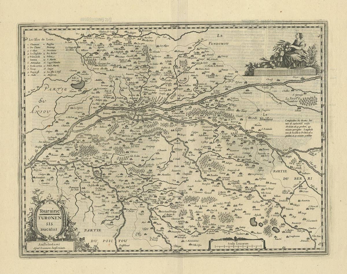 Antique Map of the Region of Touraine by Janssonius 'circa 1650'