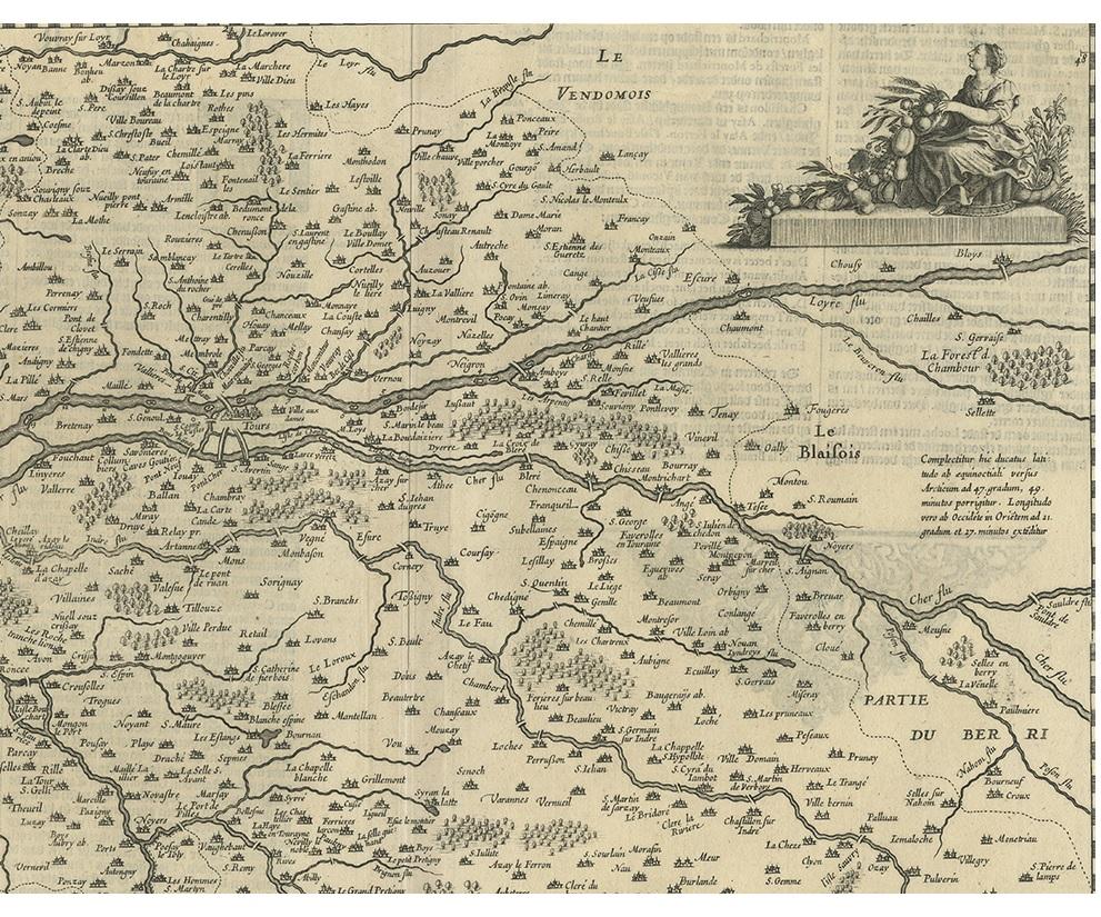 Antike Karte der Region Touraine von Janssonius 'um 1650' (17. Jahrhundert) im Angebot