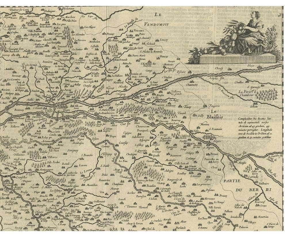 Antique Map of the Region of Touraine by Janssonius 'circa 1650'