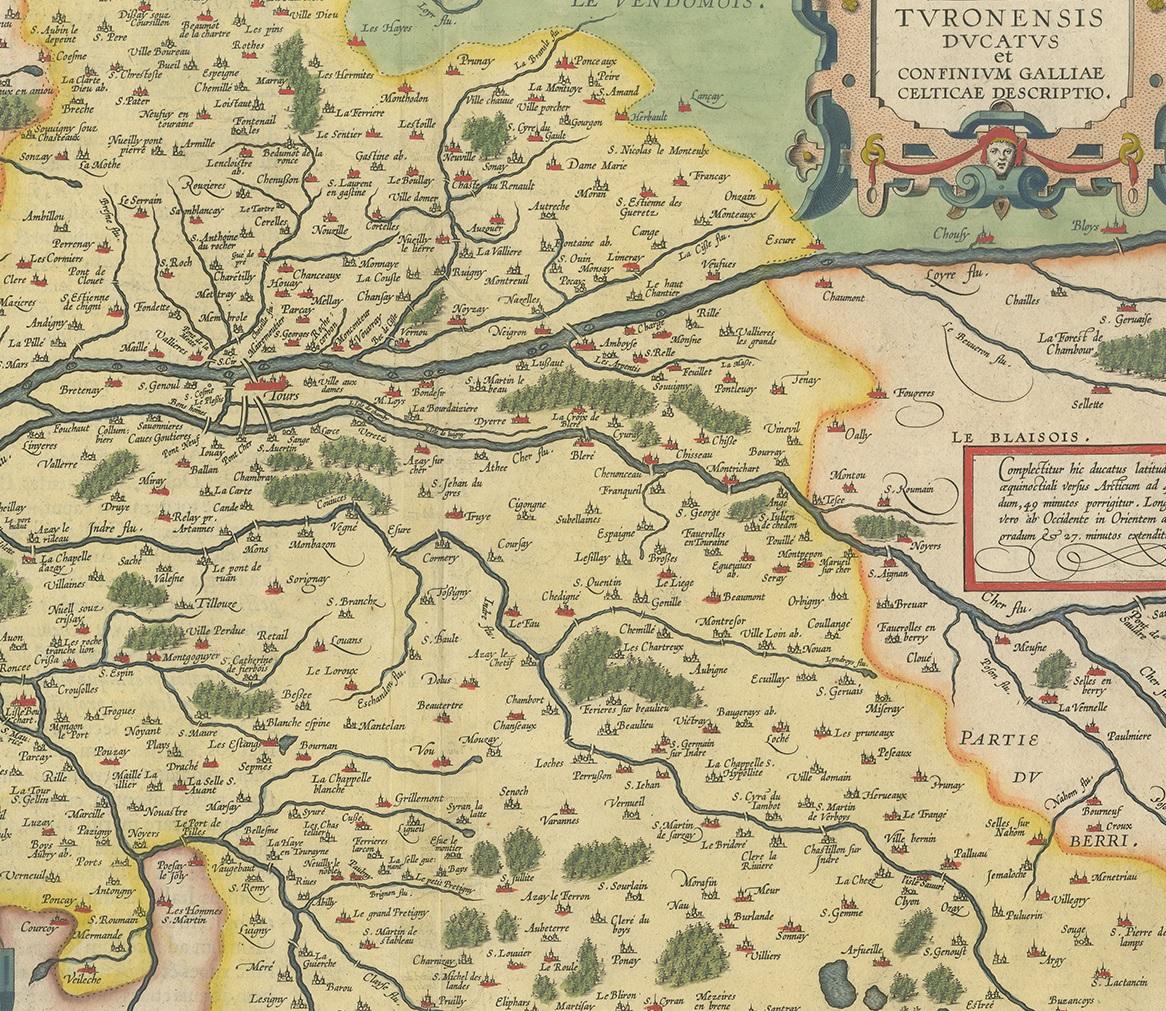 Antique Map of the Region of Touraine by Ortelius 'circa 1600' In Good Condition In Langweer, NL