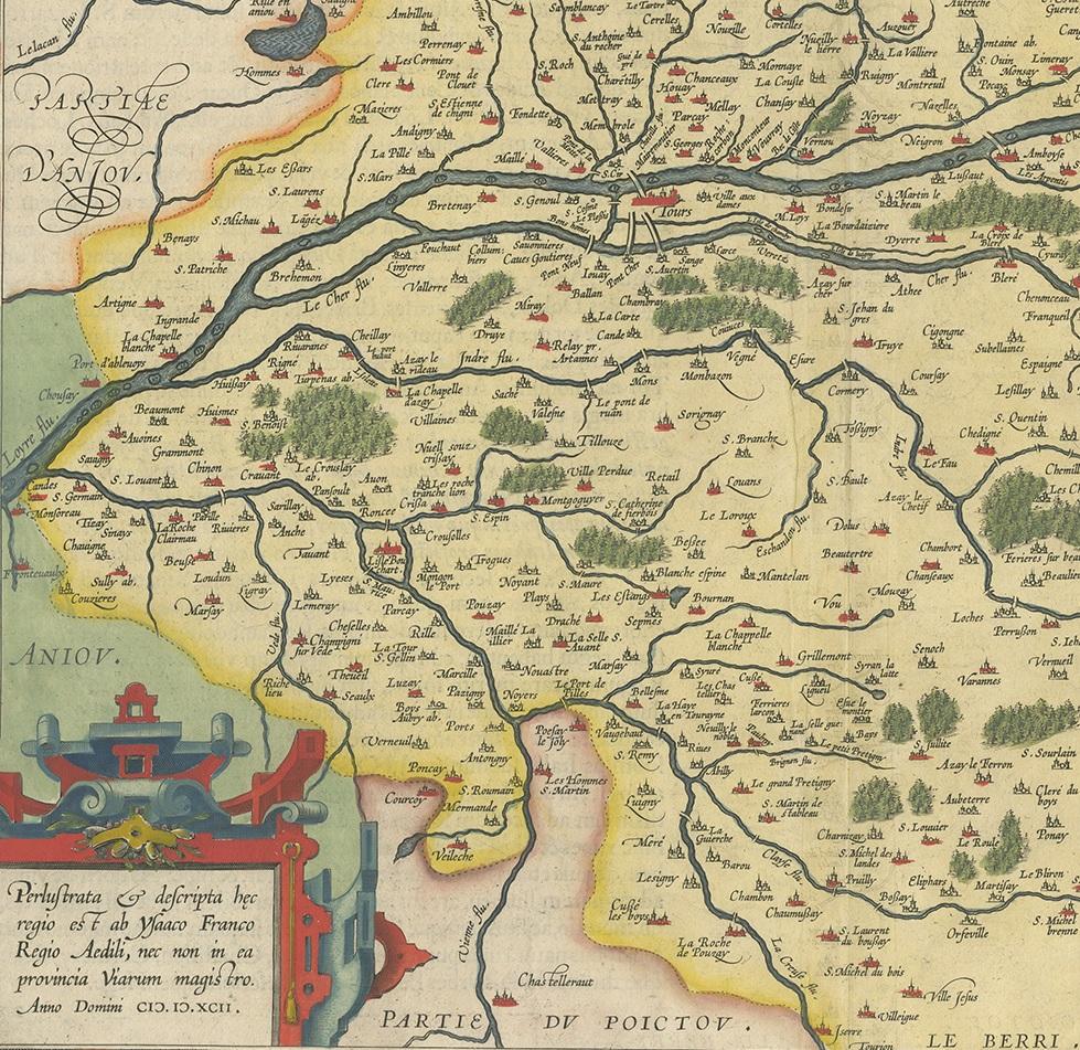 17th Century Antique Map of the Region of Touraine by Ortelius 'circa 1600'