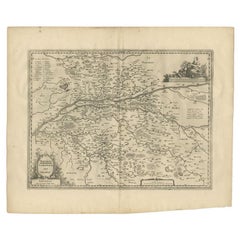Antique Map of the Region of Touraine, France by Janssonius, 1657