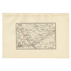 Antike Karte der Region Twente, im Osten der Niederlande, 1884