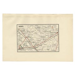 Carte ancienne de la région de Twente, dans l'est des Pays-Bas, 1884