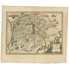 Antique Map of the Region of Valois by Hondius, circa 1630