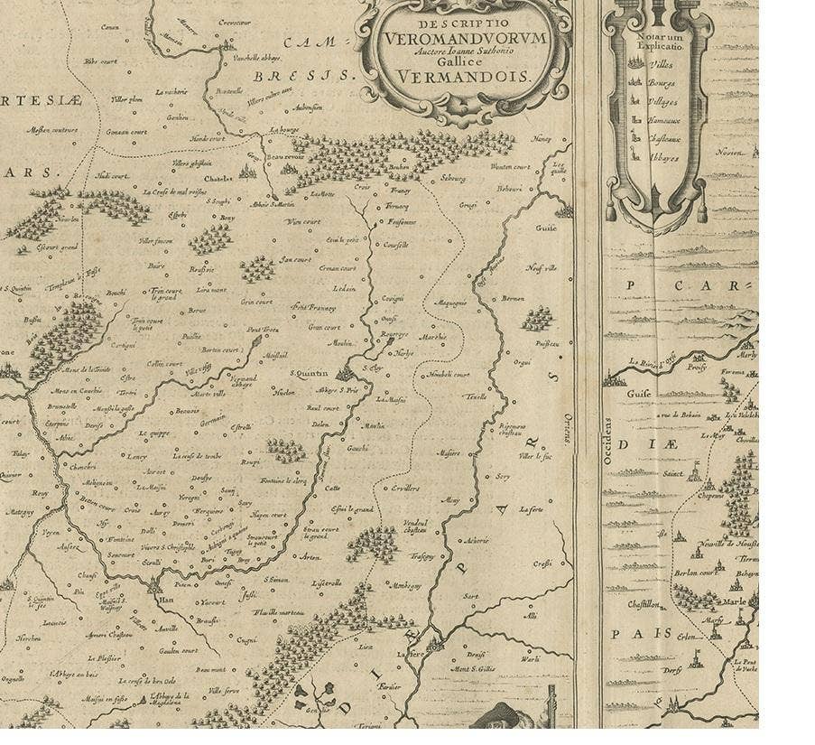 Antique Map of the Region of Vermandois and Cappelle by Janssonius, circa 1650