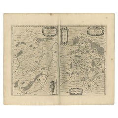 Antique Map of the Region of Vermandois and Cappelle, France by Janssonius, 1657