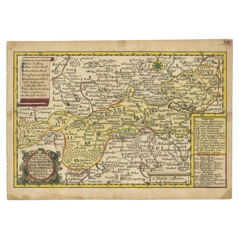Antique Map of the Region of Weißensee by Schreiber, 1749 For Sale