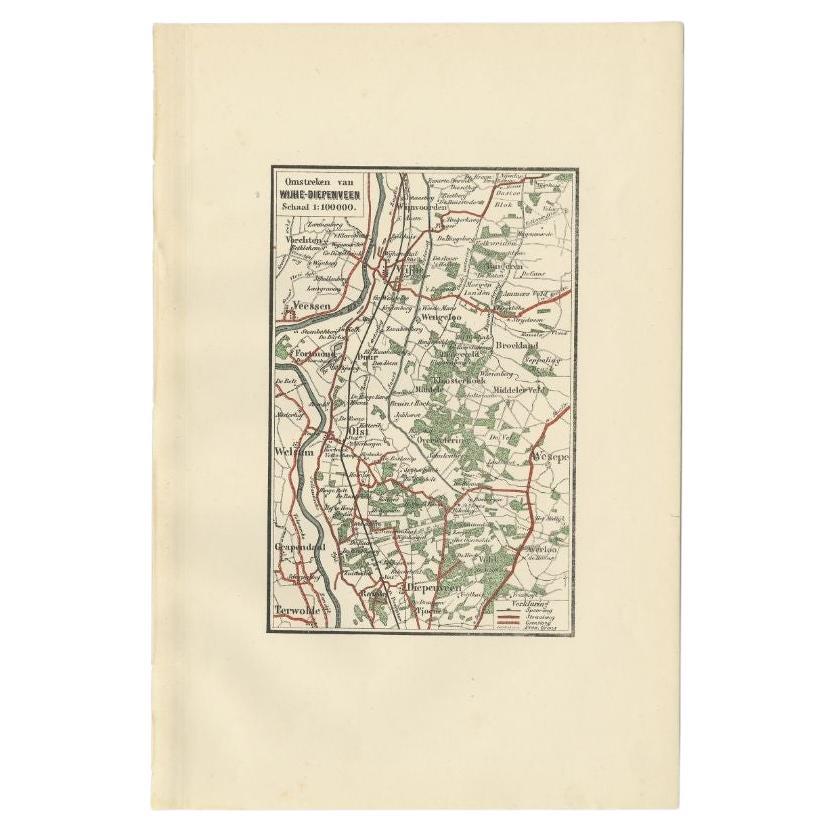 Carte ancienne de la région de Wijhe- Diepenveen par Craandijk, 1884