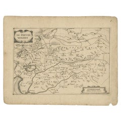 Antique Map of the Region of Zevenwouden, Friesland, The Netherlands, 1660