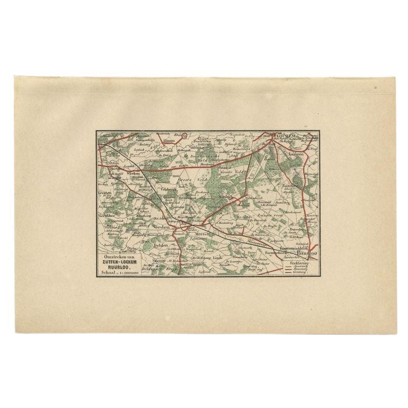 Antique Map of the Region of Zutphen by Craandijk, 1884
