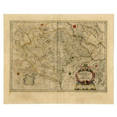 Antike Karte der Region Zutphen in den Niederlanden von Janssonius, 1647