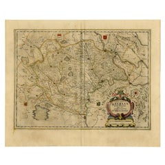 Carte ancienne de la région de Zutphen aux Pays-Bas par Janssonius, 1647