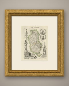 Antique Map of the Rhone, Lyon and Ancient Lugdunum, Vuillemin, circa 1860