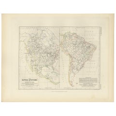 Antike Karte der Flussssysteme Amerikas von Johnston, 1850