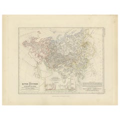 Carte ancienne des systèmes fluviaux d'Europe et d'Asie de Johnston '1850'