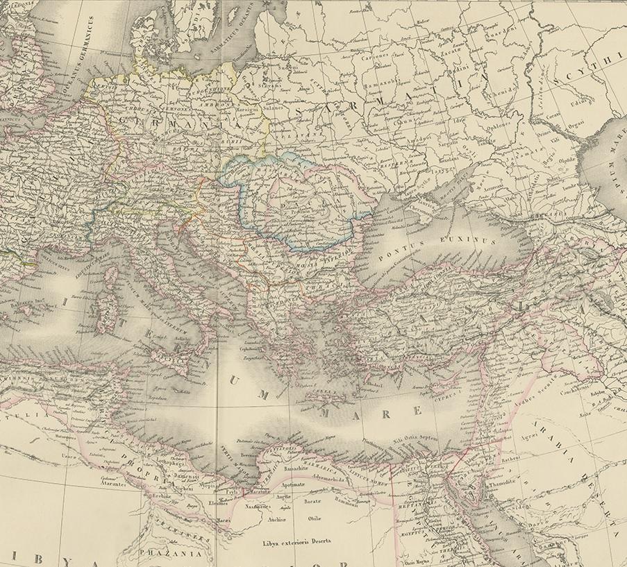 XIXe siècle Carte ancienne de l'Empire romain par Lapie:: 1842 en vente