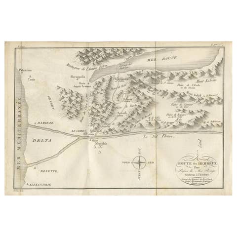Antique Map of the Route of the Hebrews – Egypt to the Red Sea, 1720