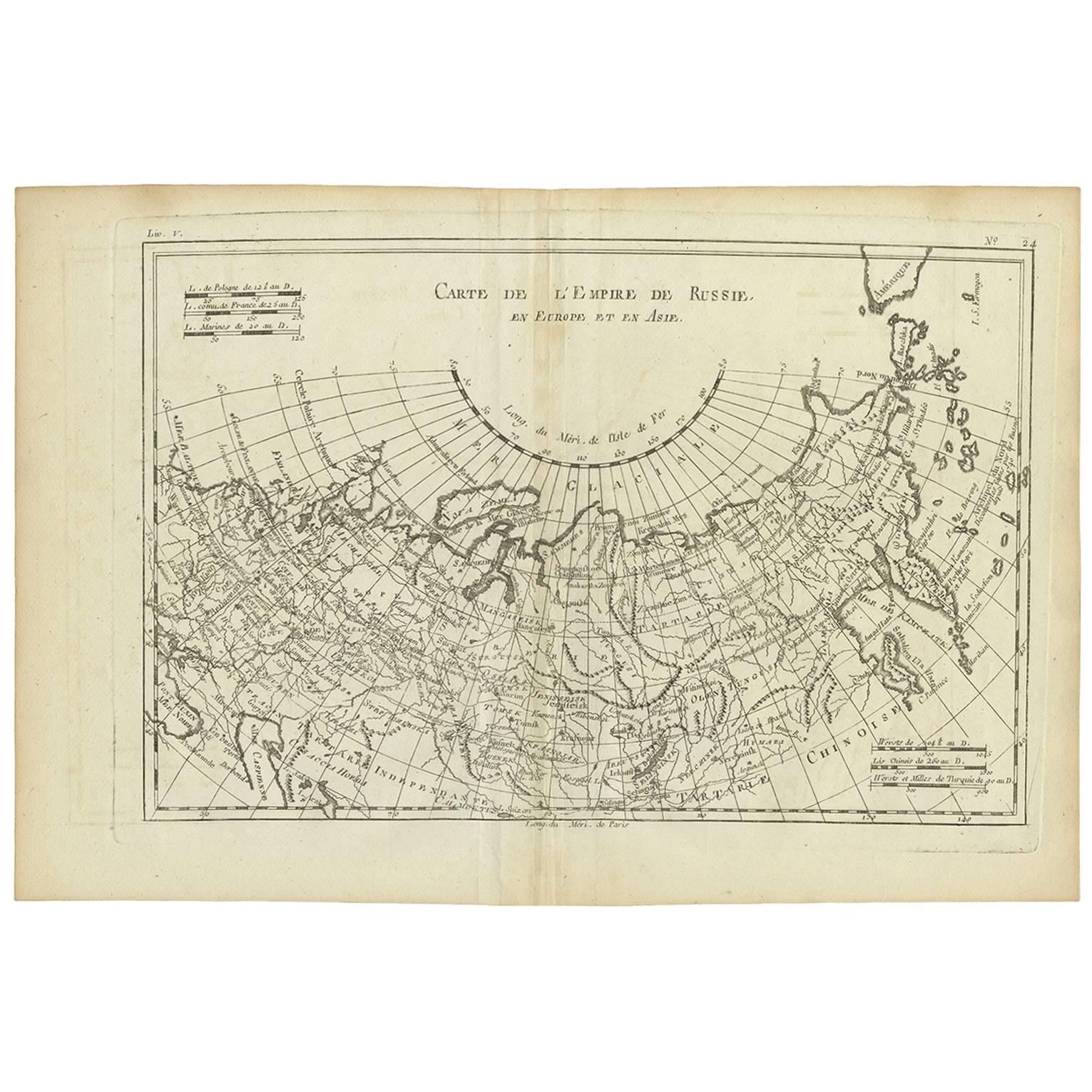 Carte ancienne de l'Empire russe par R. Bonne, 1780