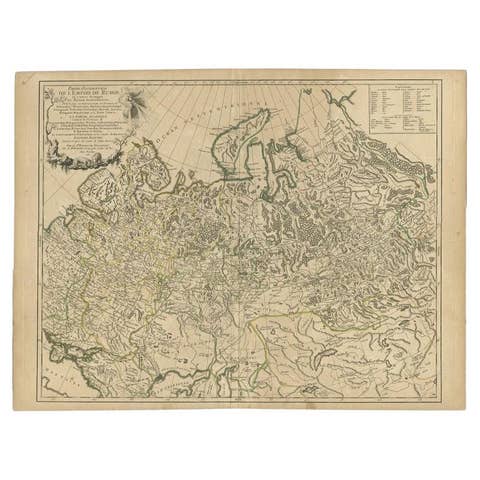 Antique Map of the Russian Empire in Europe by Vaugondy, 1750