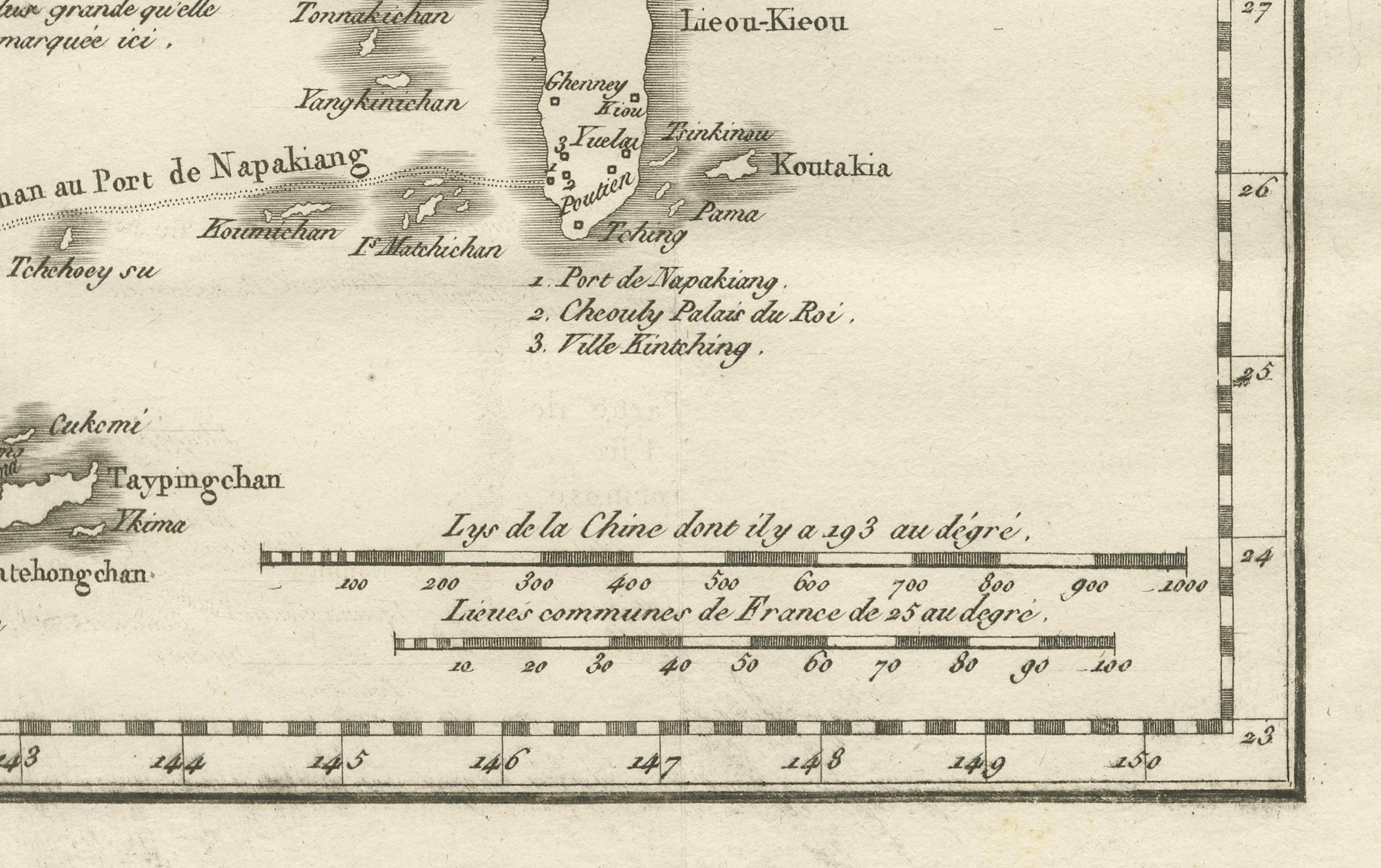 Antike Karte der Ryukyu-Inseln - Karte der Inseln von Lieou-Kieou, um 1760 (Graviert) im Angebot